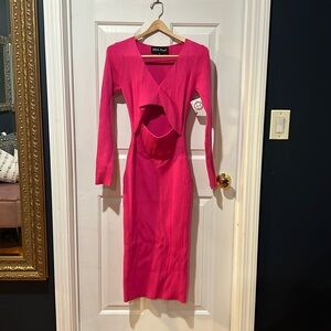 Ribbed bodycon dress with front cutout